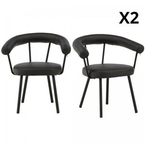 Meubles & Design Lot de 2 chaises contemporaines en simili noir