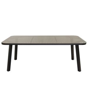 Meubles & Design Table de jardin en plateau verre et osier Noir 200x74x100cm