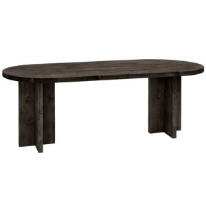 Decowood Table à manger ovale en bois de sapin noir 180x75cm - Publicité