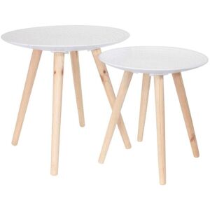 The Home Deco Factory Tables gigognes rondes relief (lot de 2) blanc