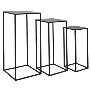 Aubry Gaspard Sellettes en metal noir (lot de 3) Noir 30x70x30cm