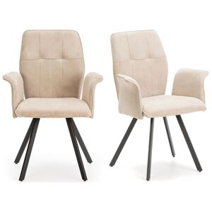 Homifab Lot de 2 fauteuils de table en tissu gris clair