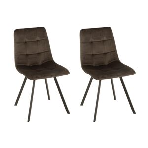 Hellin Lot de 2 chaise en velours peau de peche et en metal noir ( lot de 2)