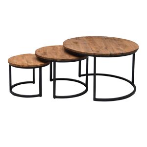 Moloo SALOME-Set de 3 Tables basses rondes gigognes, Manguier et métal noir - Publicité