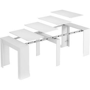 Dmora Table extensible effet bois blanc brillant 51/237x90 cm