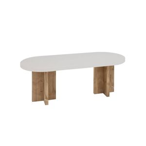Decowood Table basse en microciment blanc cassé et vieilli 120x40cm - Publicité