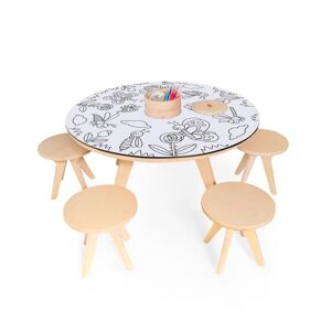 Drawin table Table a dessiner multifonction XXL en bois D90 cm et 4 tabourets