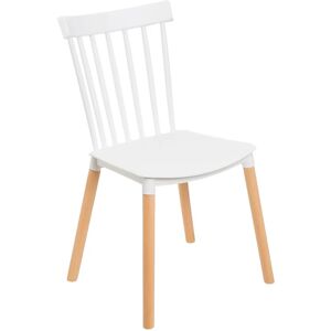 Wadiga Chaise de cuisine bois et plastique blanc 50x52x82cm Marron 52x82x50cm