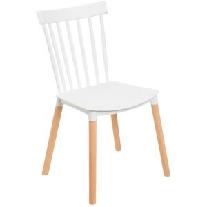 Wadiga Chaise de cuisine bois et plastique blanc 50x52x82cm