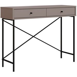 Calicosy Console 2 tiroirs couleur moka et pieds en metal - L110 cm