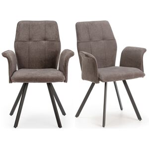 Homifab Lot de 2 fauteuils de table en tissu gris fonce