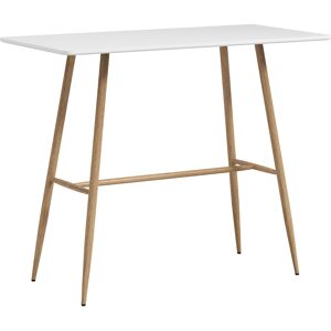 Homcom Table de bar rectangulaire scandinave acier aspect bois plateau blanc - Publicité