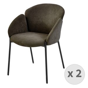 Moloo Chaise en tissu chevrons Taupe et pieds metal noir x2 Taupe 61x79x54cm