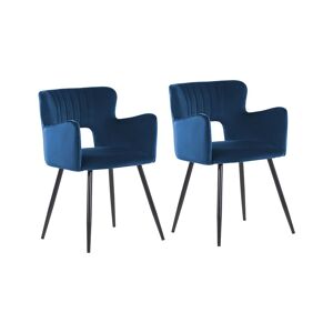 Beliani Lot de 2 chaises de salle à manger en velours bleu marine - Publicité