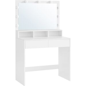 VASAGLE Coiffeuse grand miroir 40 x 80 x 140 cm effet bois blanc - Publicité