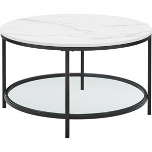 SONGMICS Table basse effet bois verre trempé acier blanc marbré et noir - Publicité