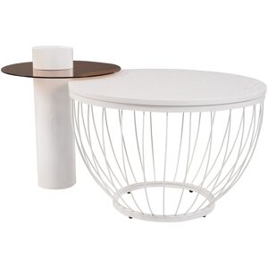 Urban Meuble Lot de 2 tables basses gigognes effet bois blanc et verre marron MDF - Publicité