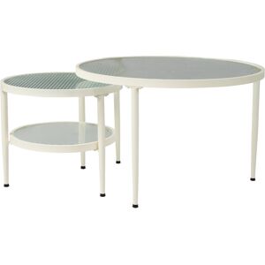 Urban Meuble Lot de 2 tables basses gigognes rondes verre ondulé rangement - Publicité