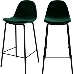 Rendez-Vous Deco Chaise pour îlot central 65 cm en velours vert fonce (lot de 2)