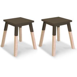 MON PETIT MEUBLE FRANCAIS 2 tabourets laques en frene, assise 35 cm