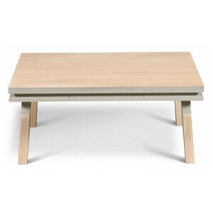 MON PETIT MEUBLE FRANCAIS Table basse avec tiroir 100 cm, 100% frene massif Gris 100x45x60cm