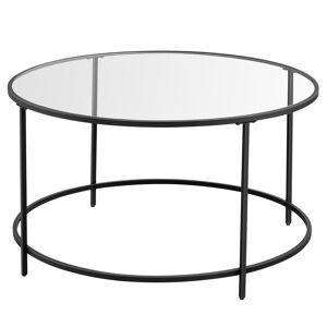VASAGLE Table basse salon meuble de salon cadre en acier en verre noir