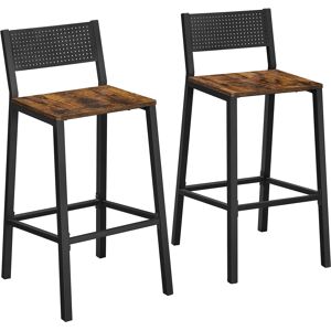 VASAGLE Tabourets de bar lot de 2 effet bois marron rustique et noir