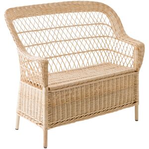 Kok Maison Banc en osier blanc avec coffre Beige 118x103x56cm