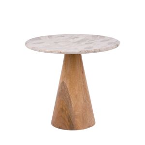 Table d'appoint en bois et marbre D50cm brun Marron 50x38x50cm