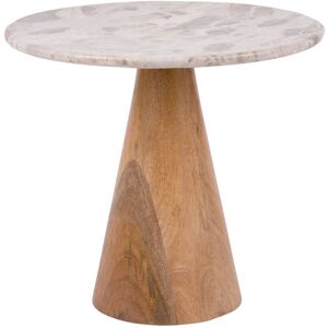 Leitmotiv Table d'appoint en bois et marbre D50cm brun