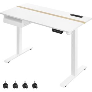 VASAGLE Bureau assis-debout electrique effet bois blanc