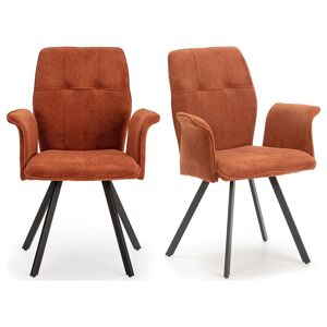 Homifab Lot de 2 fauteuils de table en tissu rouille