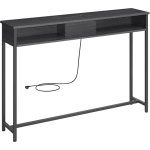 VASAGLE Table console avec multiprise effet bois noir