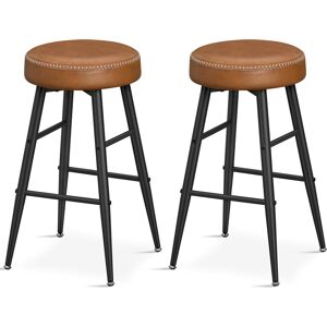 VASAGLE Tabourets de bar en acier et PU avec coutures marron caramel