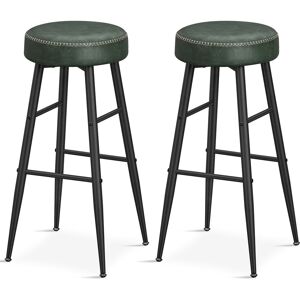 VASAGLE Tabourets de bar en acier et PU avec coutures vert foret