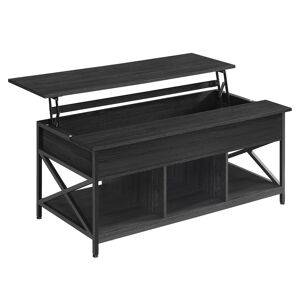 VASAGLE Table basse avec plateau relevable effet bois noir 60 x 120 x 48 cm - Publicité