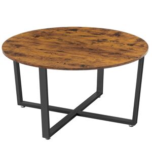 VASAGLE Table basse ronde style industriel effet bois marron rustique