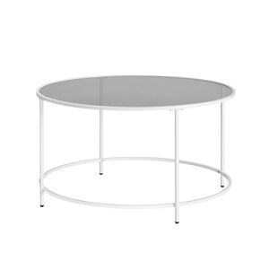 VASAGLE Table basse ronde verre acier gris blanc