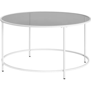 VASAGLE Table basse ronde verre acier gris blanc - Publicité