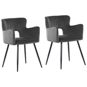 Beliani Lot de 2 chaises de salle à manger en velours gris foncé - Publicité