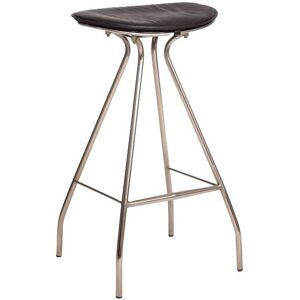 Made in Meubles Tabouret de bar en cuir et croûte de cuir noir 50 cm - Publicité