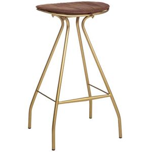 Made in Meubles Tabouret de bar en cuir et croûte de cuir marron 50 cm - Publicité