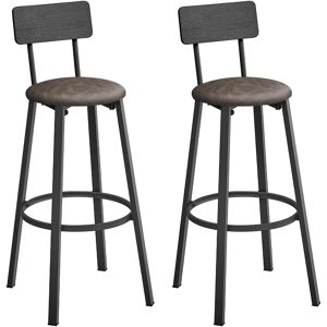 VASAGLE Tabourets de bar effet bois noir classique et marron cafe