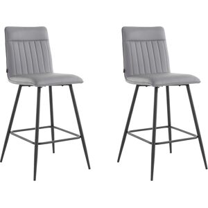 Loft24 Lot de 2 tabourets de bar rembourres en PU gris