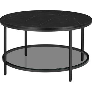 VASAGLE Table basse effet bois verre noir marbre et noir d