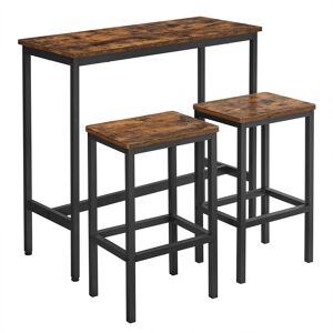 VASAGLE Ensemble table de bar tabourets effet bois marron rustique et noir