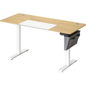 SONGMICS Bureau assis-debout 140 cm effet bois jaune pastel