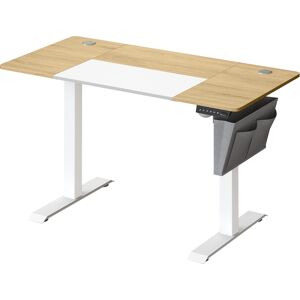 SONGMICS Bureau assis-debout 120 cm effet bois jaune pastel