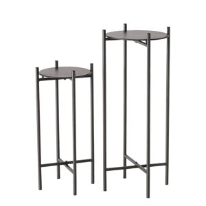 Wadiga Set de 2 sellettes rondes en metal noir - Hauteur 50/65cm Noir 0x65cm