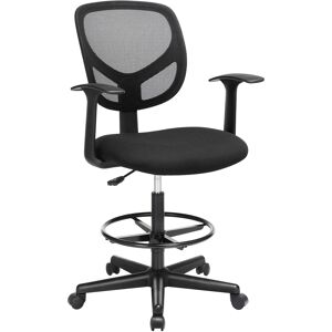 SONGMICS Fauteuil de bureau pivotant a 360° tissu polyester noir